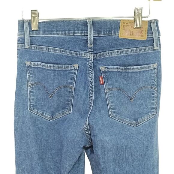 Levi's 720 High Rise Super Skinny Distressed Crop Jeans Sz 27 Blue Stretch - Picture 5 of 8